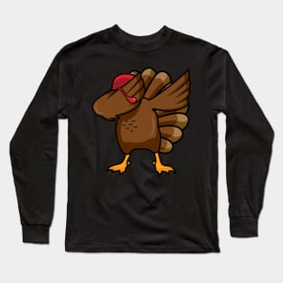 'Dabbing Turkey' Funny Thanksgiving Turkey Long Sleeve T-Shirt